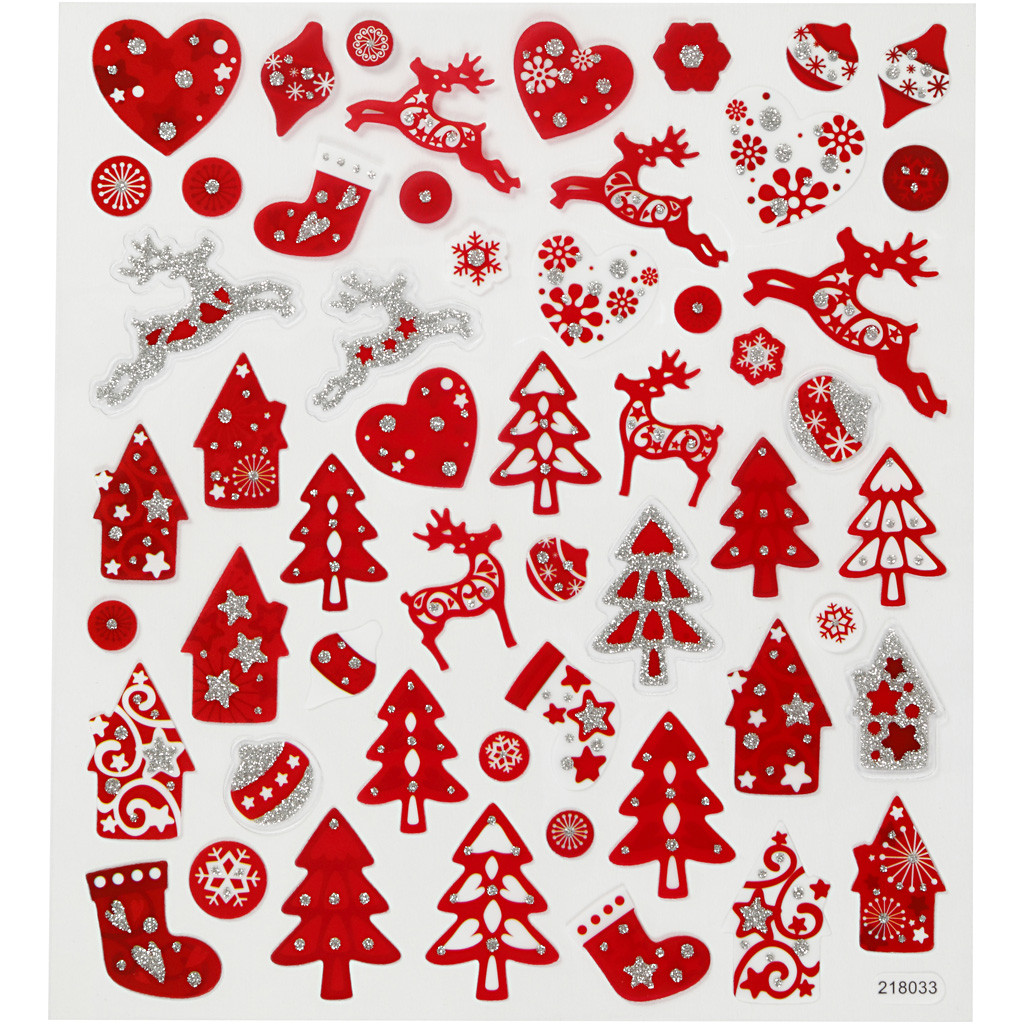 CC Stickerbogen Rote Weihnachten 15x16,5 cm 54 Stück