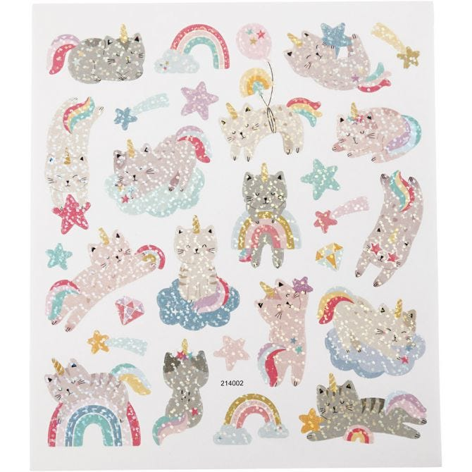 CC Stickerbogen Einhorn Katzen 15x16,5 cm