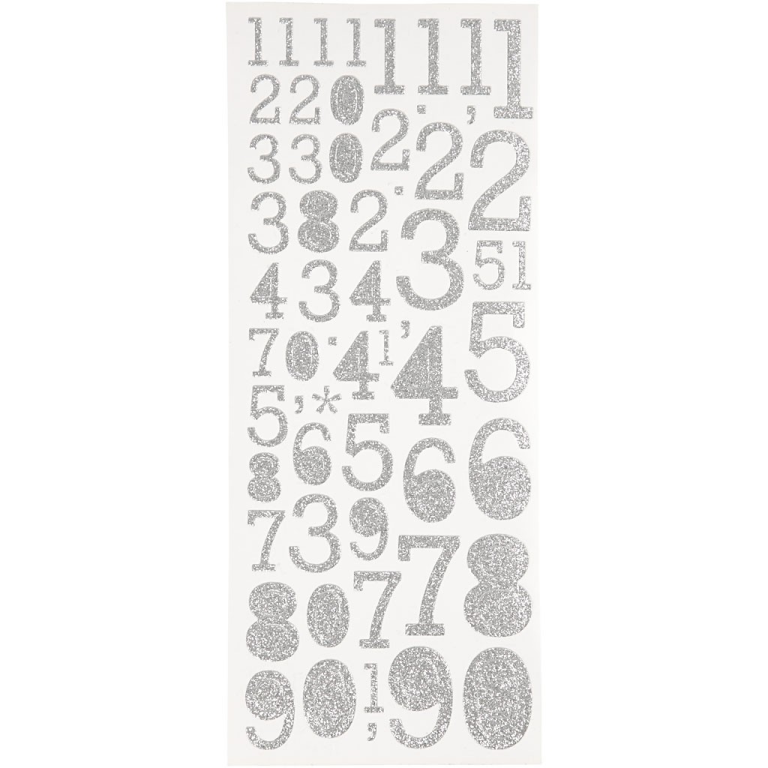 CC Glitter Stickers 10x24 cm Zilveren Cijfers