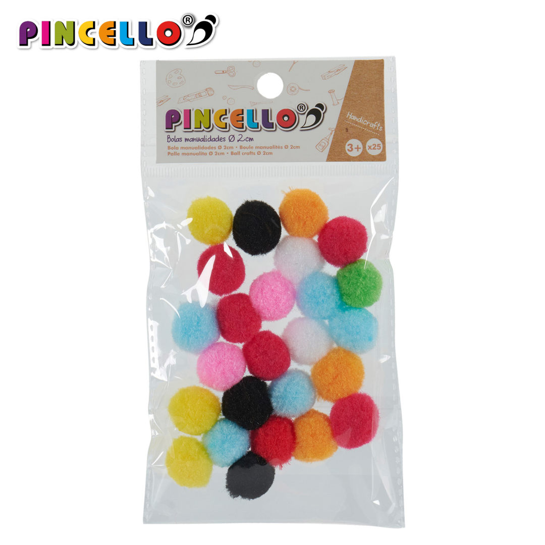 Pincello Gekleurde Pompoms 2 cm