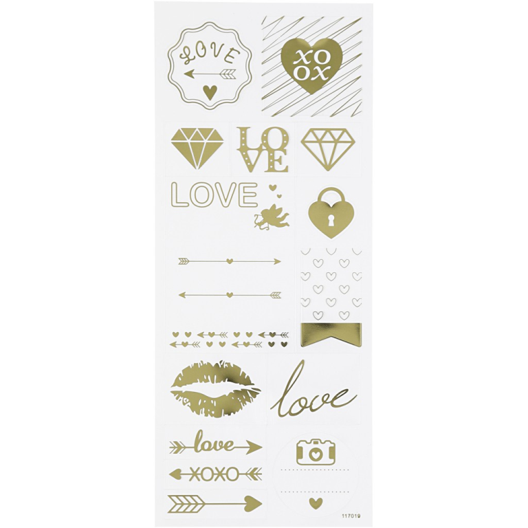 CC Sticker Liebe 10x24 cm Gold 14 Stück