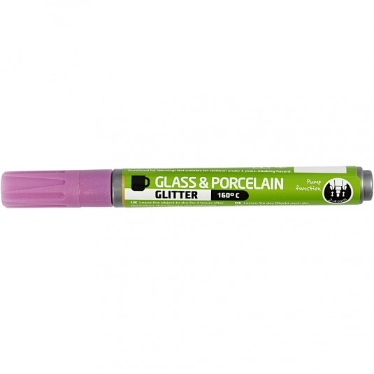 CC Glas- und Porzellanstift Halbtransparent Rosa Glitzer