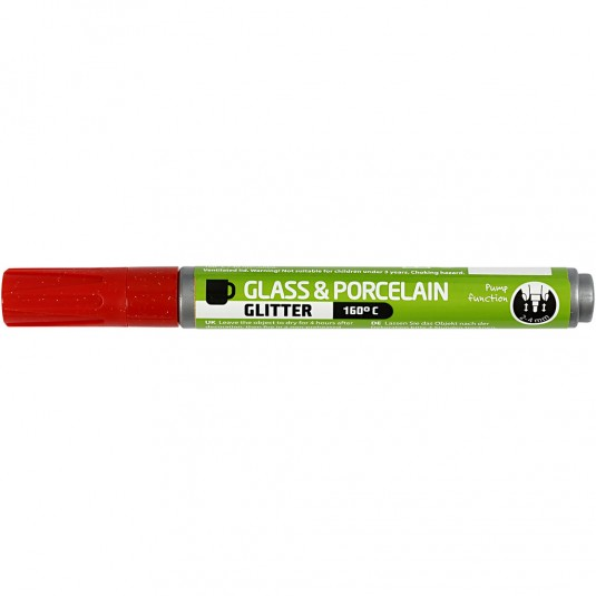CC Glas- en Porseleinstift Semi-transparant Rood Glitter