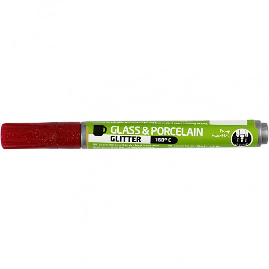 CC Glass and Porcelain Marker Semi-transparent Dark Red Glitter