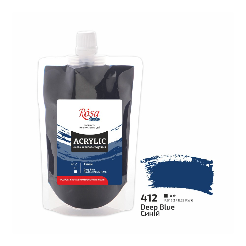 Rosa Studio Acrylic Paint Soft Pack 200 ml 412 Deep Blue