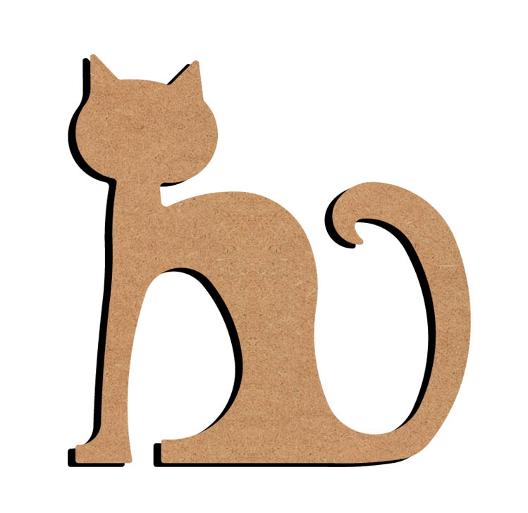 MDF Figuur Zittende Kat 26 cm