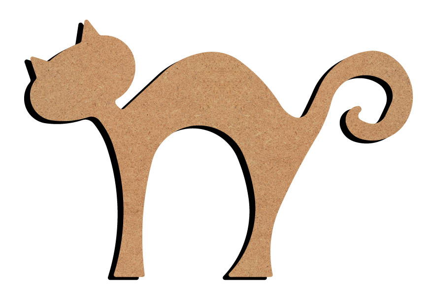 MDF Figuur Staande Kat met Bolle Rug 26 cm