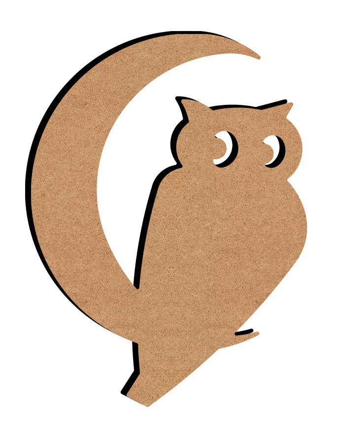 MDF-Figur Eule und Mond 26 cm