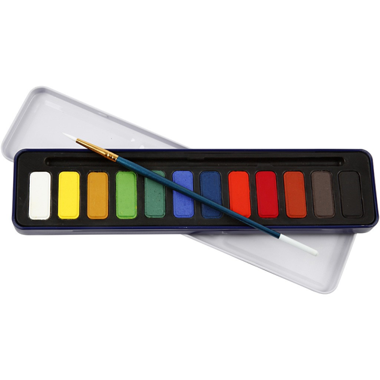 Colortime Aquarelverf Tabletten Set 12 kleuren