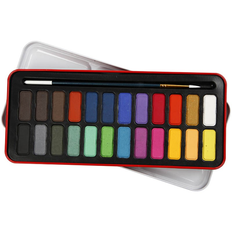Colortime Aquarelverf Tabletten Set 24 kleuren