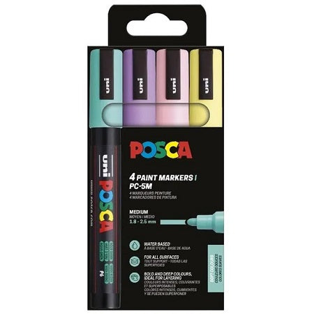 Uni Posca Markers PC5M Soft Colors 4-piece set