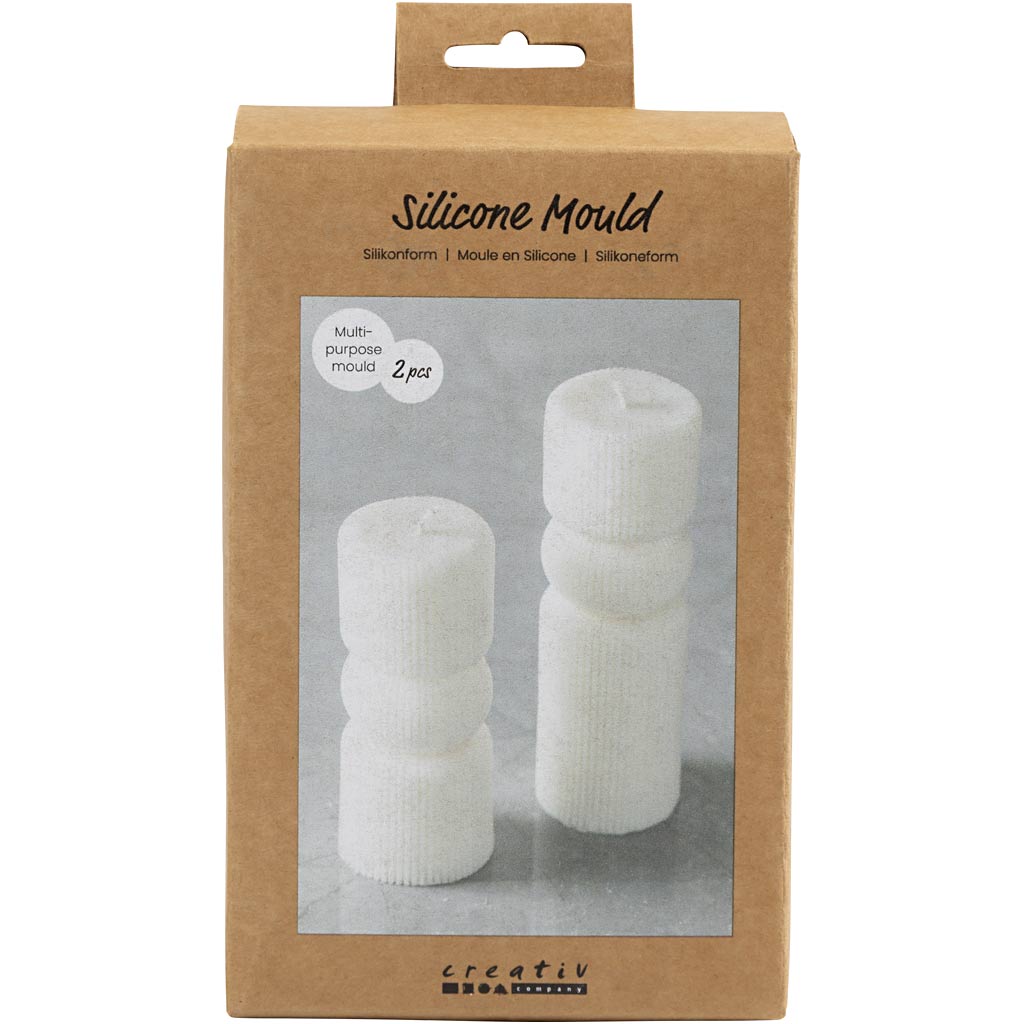 CC Siliconen Vorm Geribbelde Cilinder met Boog 11+14 cm 2 stuks