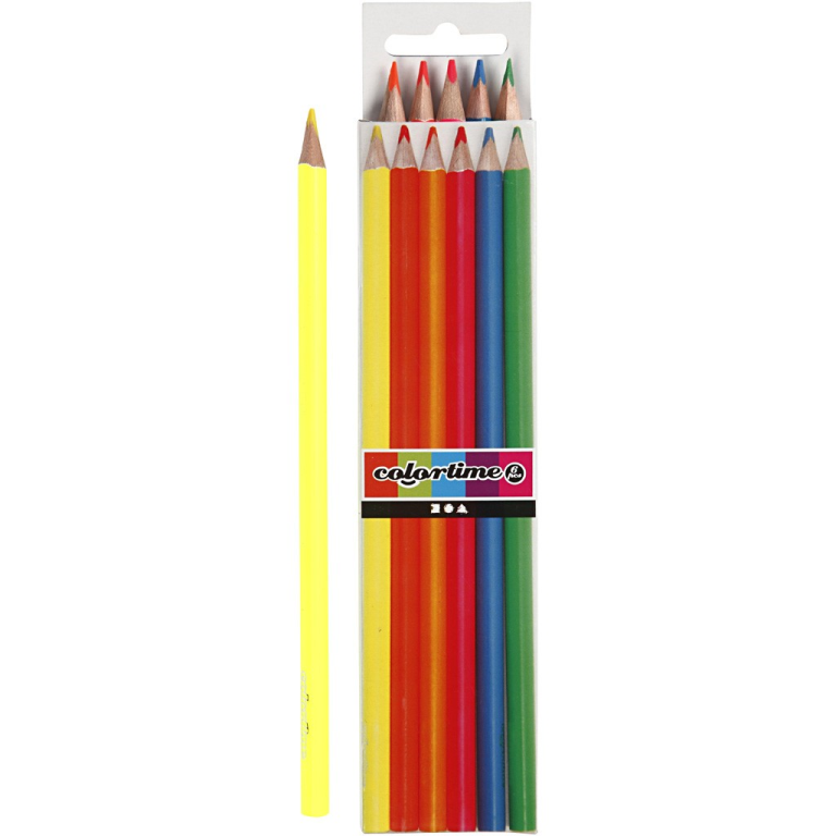 Colortime Neon Colour Pencils, 6 Count