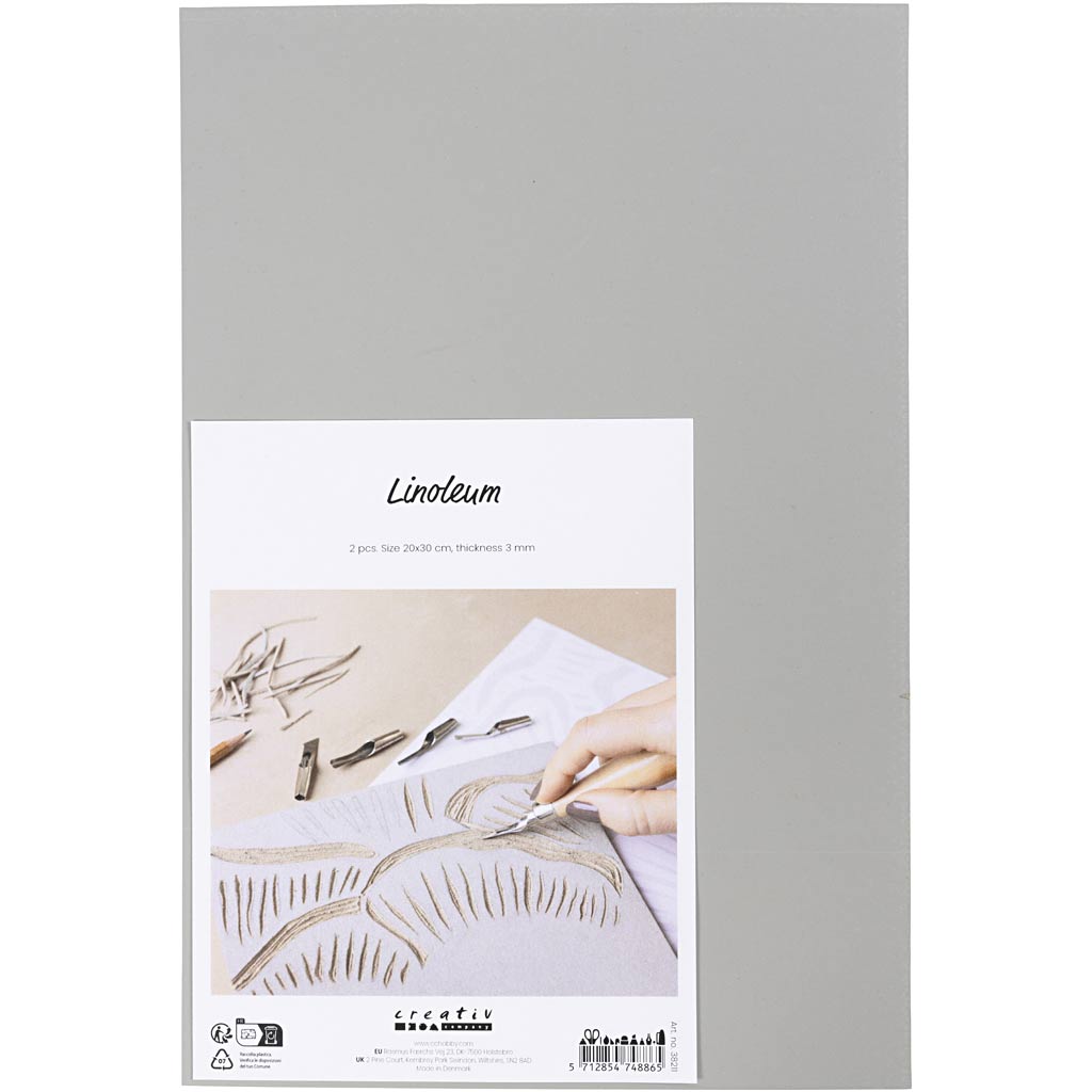 CC Linolplatte 20x30 cm hellgrau 2 Blatt