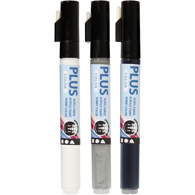 Plus Color Marker Set Zwart Wit 3 stuks