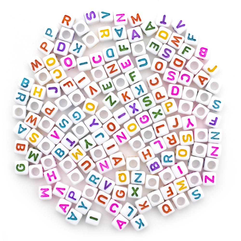 Alphabet Perlen 6 mm Bunt 160 Stück