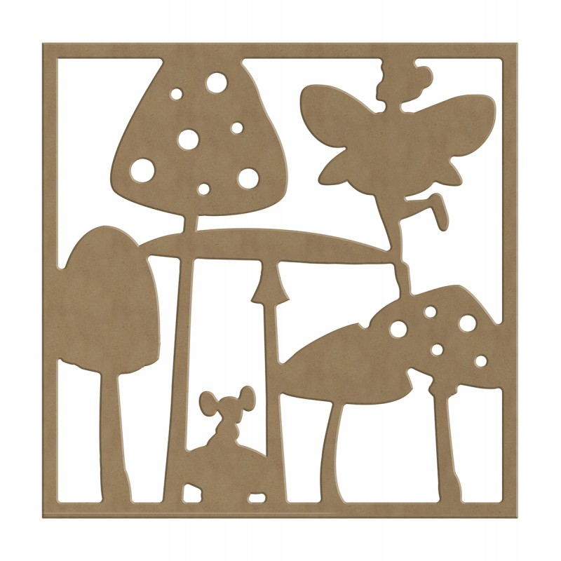 Gomille MDF-Bild Fee Pilze 26x26 cm