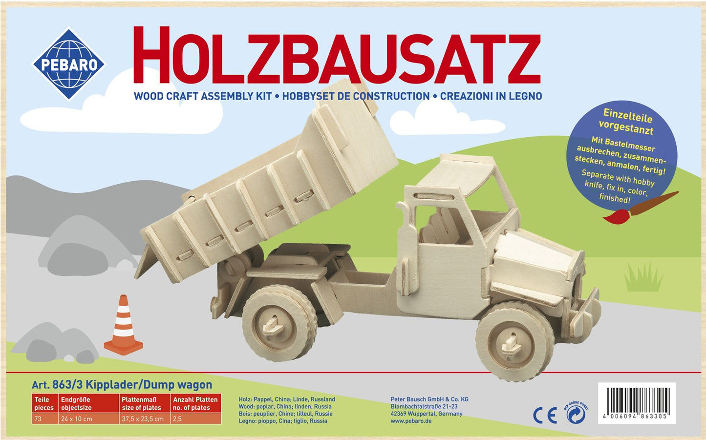 Pebaro Houten Bouwset Kiepauto