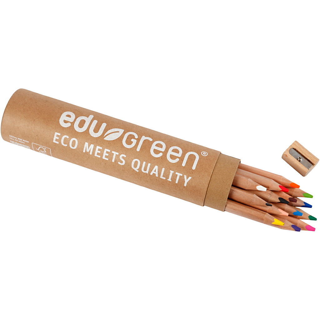 Edu Green Jumbo Colouring Pencils Set Tube 12 pieces