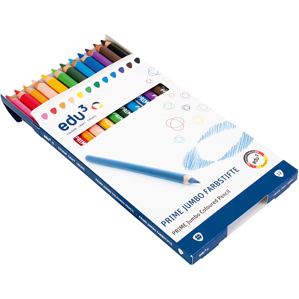 Edu Jumbo Driehoek Kleurpotloden Set 12 stuks