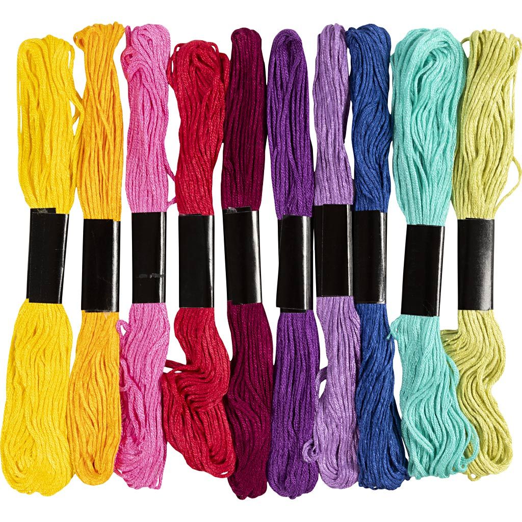 CC Stickgarn Bunt 10 Farben je 8m