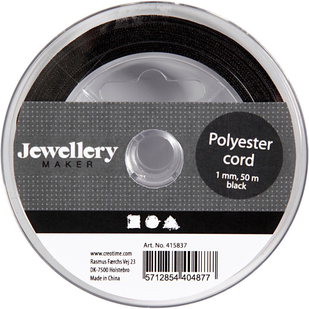 CC Polyester Kordel 1 mm Schwarz 50 m
