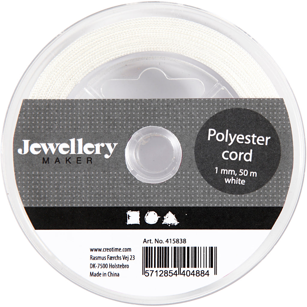 CC Polyester Kordel 1 mm Weiß 50 m
