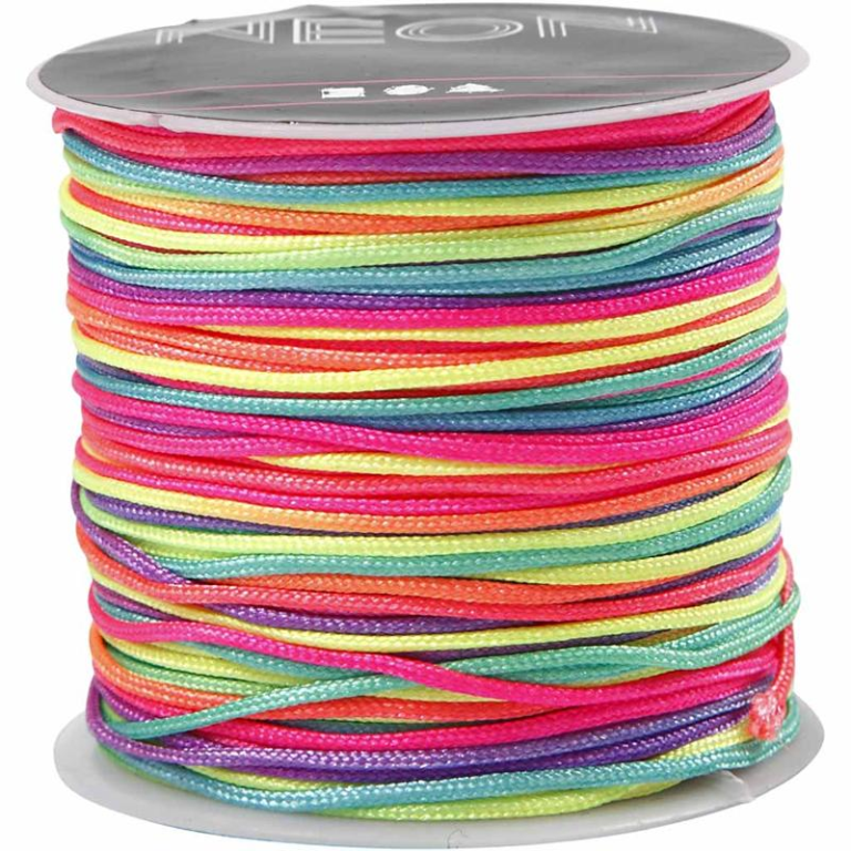 CC Makramee-Kordel 1 mm Multi Neon 28 m