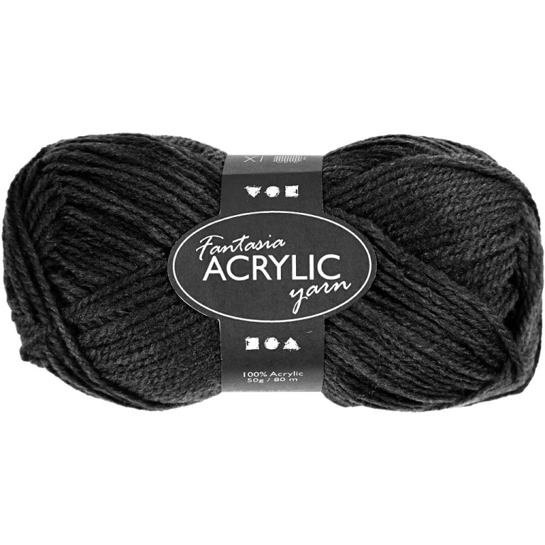 CC Fantasia Acrylic Yarn 50g Black