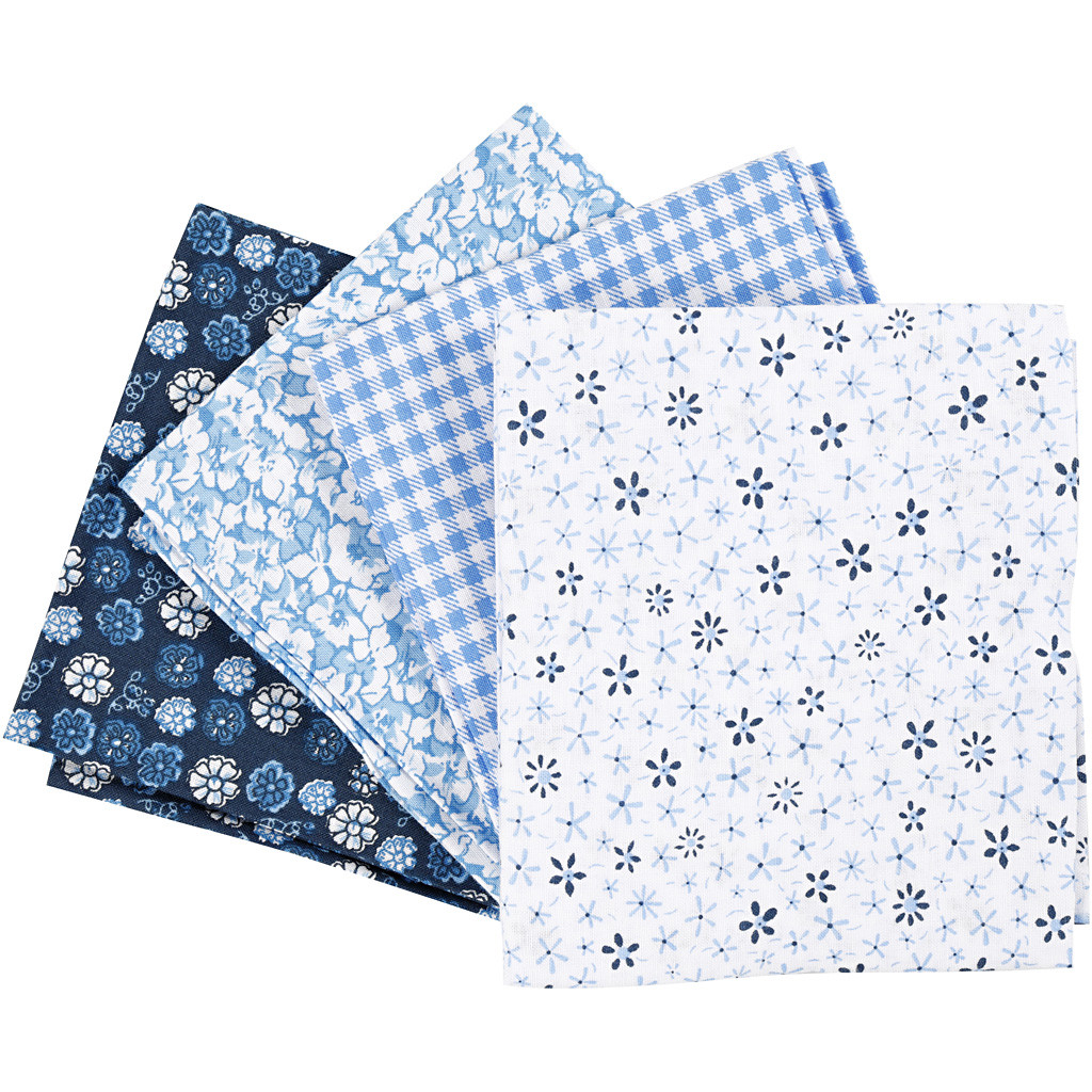 CC Patchworkstoff 45x55 cm Blau 4 Stück