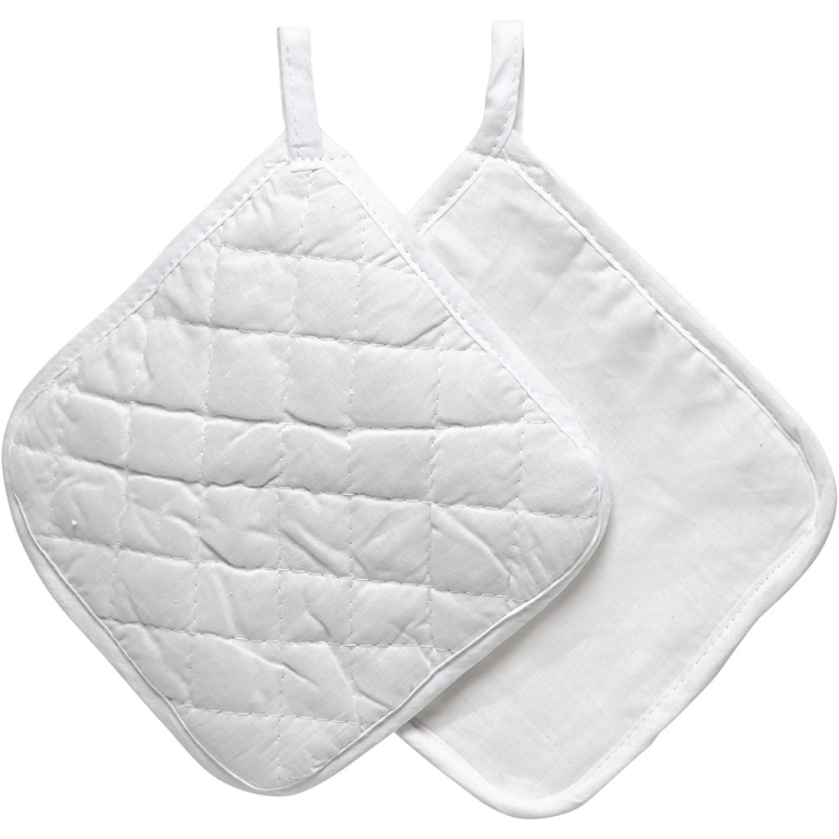CC Katoenen Pannenlappen 20x20 cm wit 2 stuks