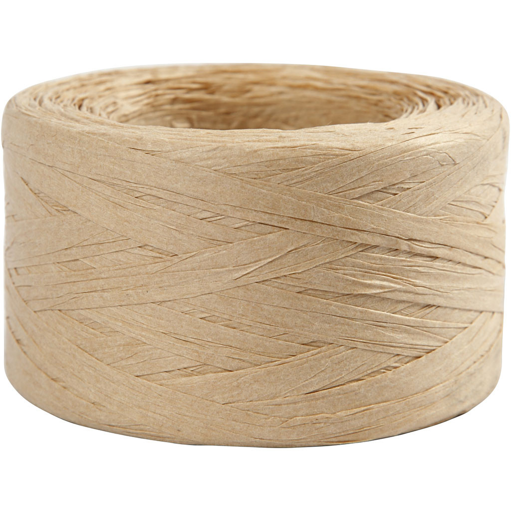 CC Papieren Raffia Garen 8 mm 100 m Zandkleur