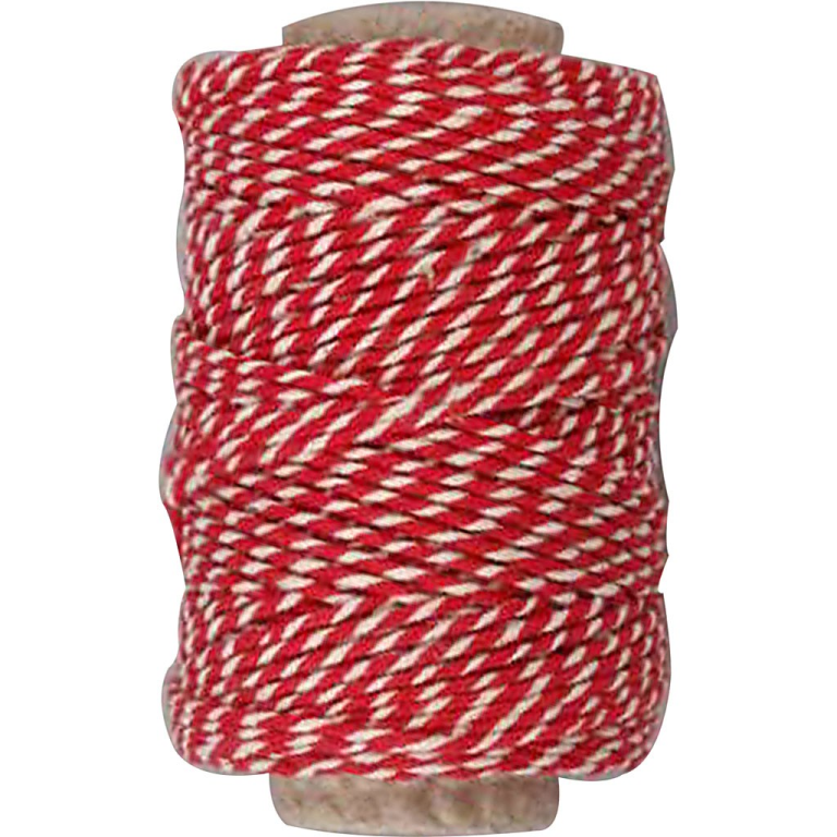 CC Striped Cotton Cord 50 m Red White