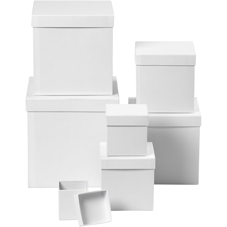 CC Vierkante Dozen Set 7 Stuks h: 7.5-23 cm
