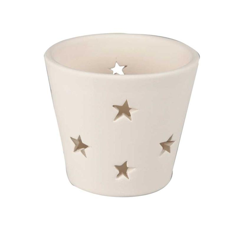 CC Tealight with Stars 7x6.5 cm White 12 pieces
