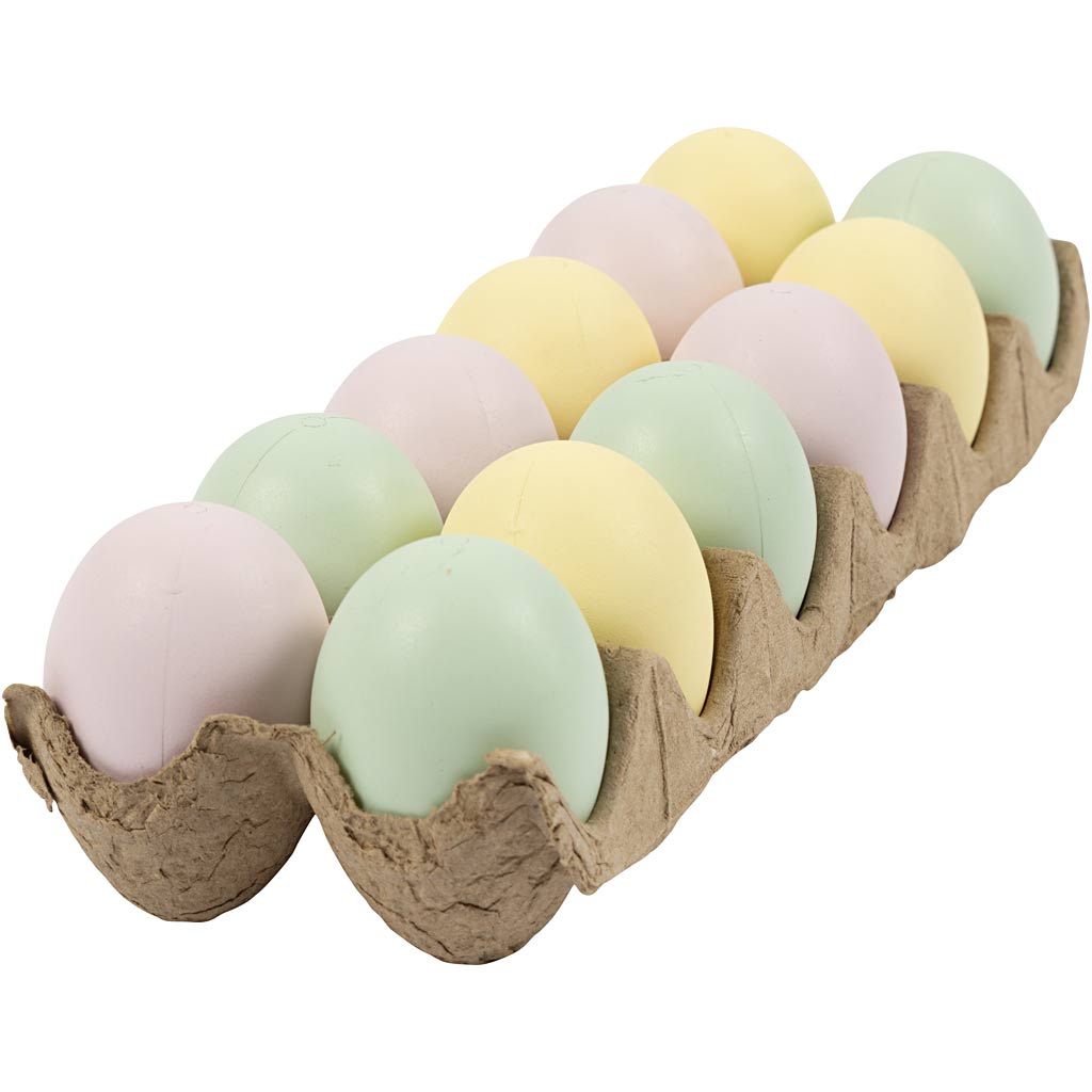 CC Plastic Eggs 8 cm Pastel Colors 12 pieces