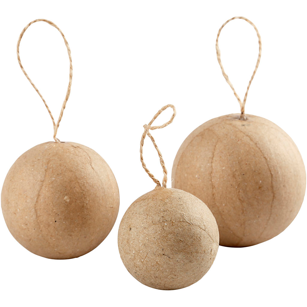 CC Papiermaché-Weihnachtsornamente 4-6 cm 6 Stück
