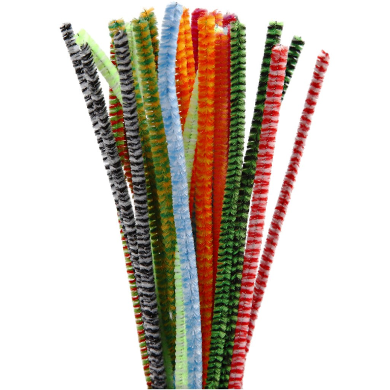 CC Chenilledraad Multigekleurd Strepen 6 mm 30 stuks