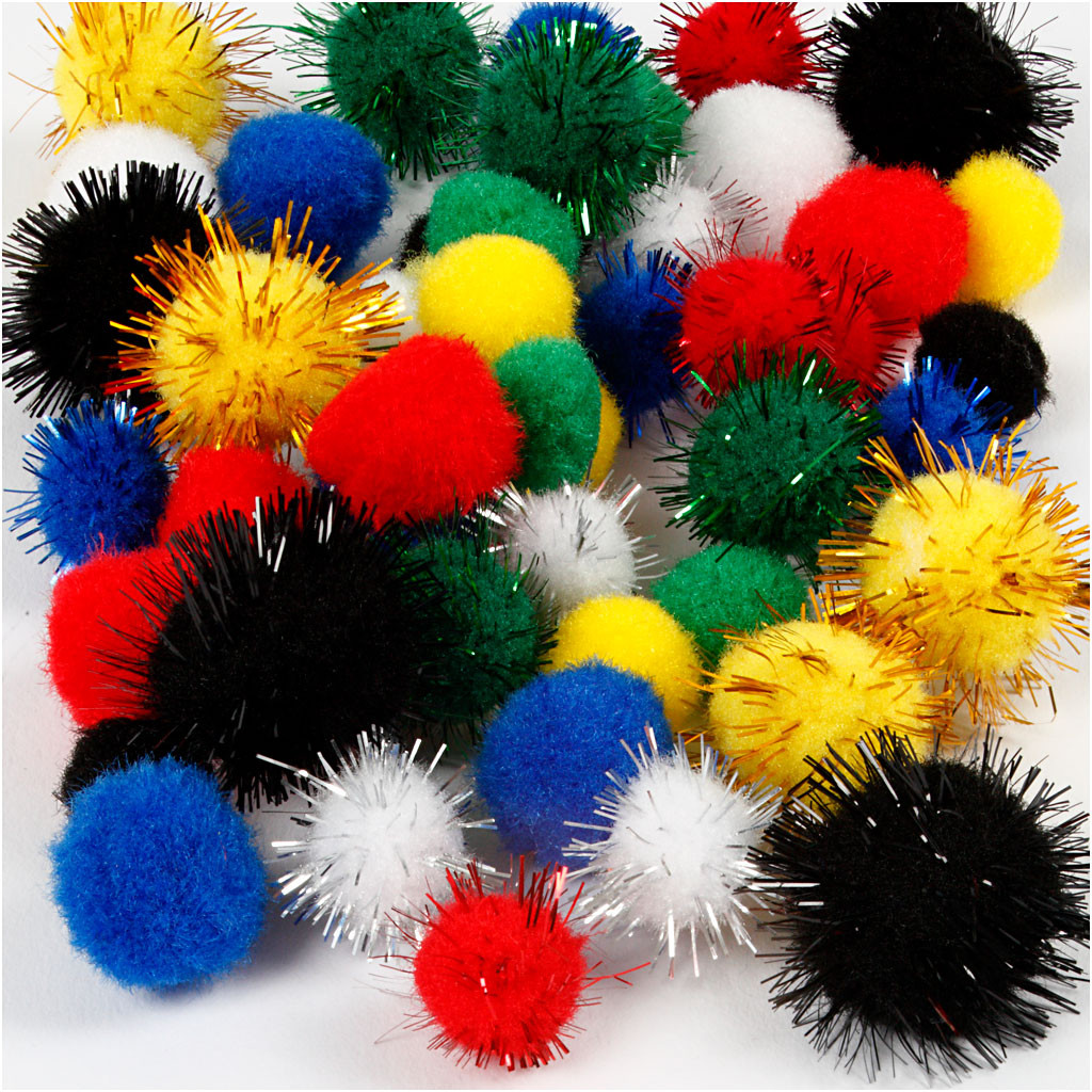 CC Pompoms 15+20 mm Basiskleuren 48 stuks