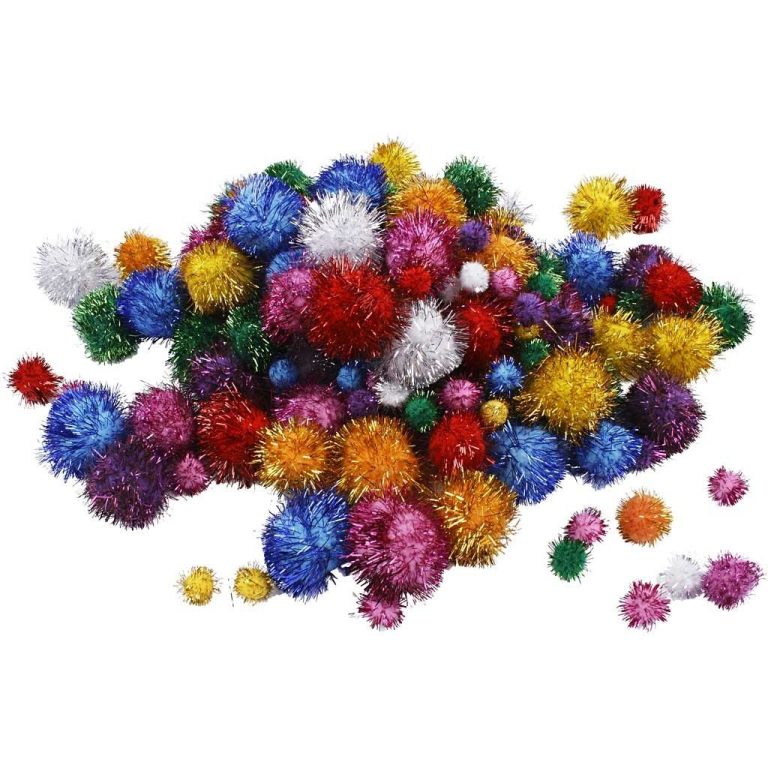 CC Pompoms Multigekleurd Glitter 15-40mm 400 stuks