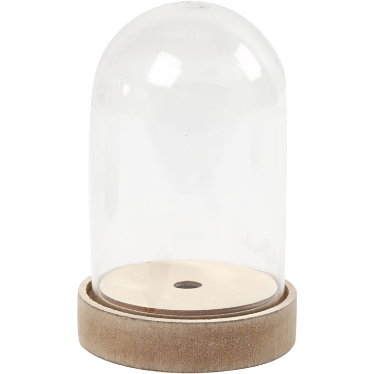 CC Bell Jar on Wooden Base h:12.5 cm
