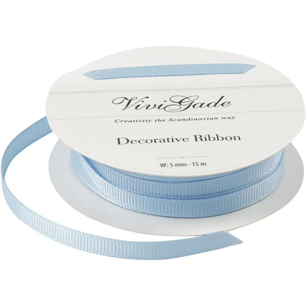 Vivi Gade Grosgrain Lint 5 mm 15 m Lichtblauw