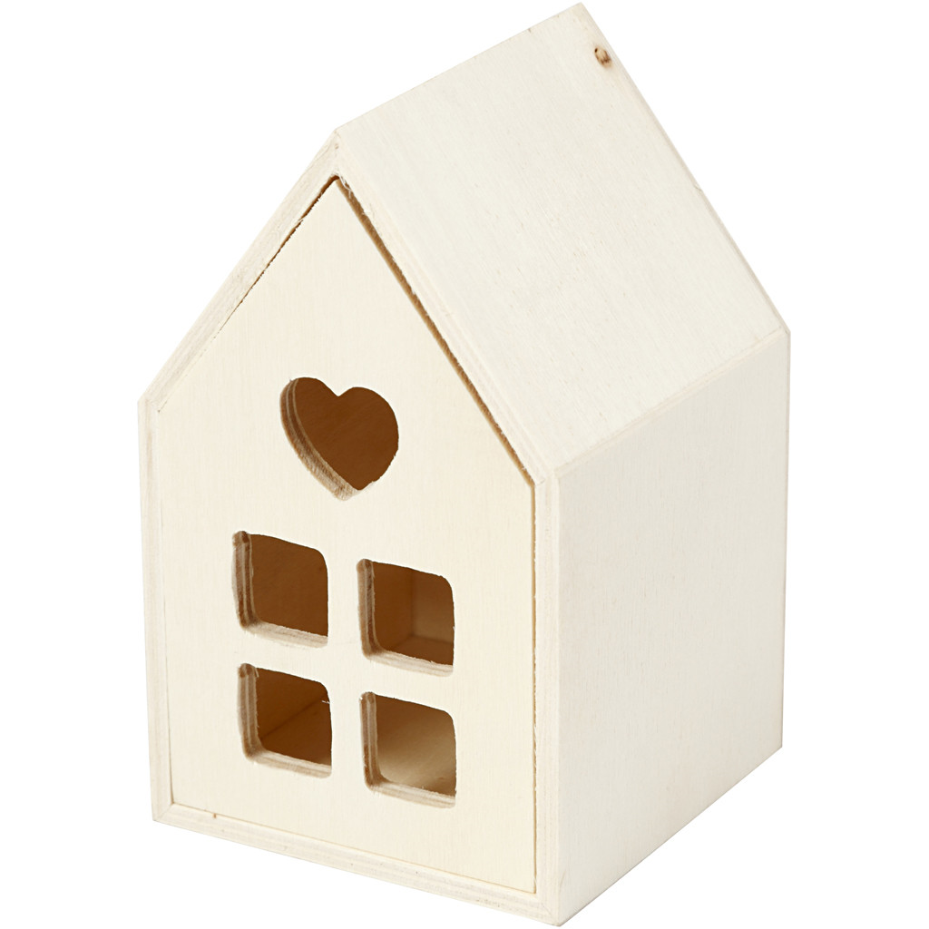 CC Houten Huis met Lade 6,8x6,8x10,8 cm