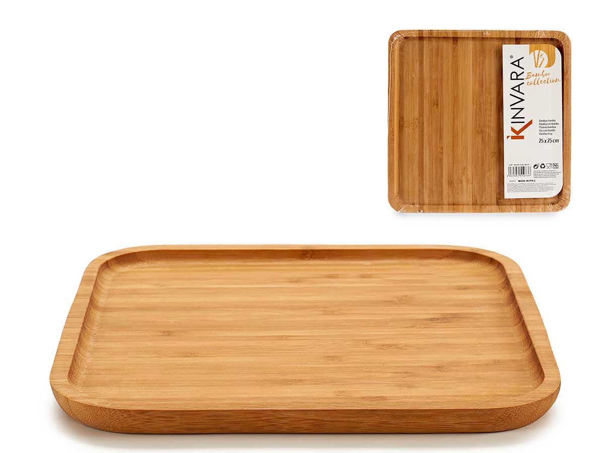 Kinvara Bambus Tablett Quadratisch 25x25 cm