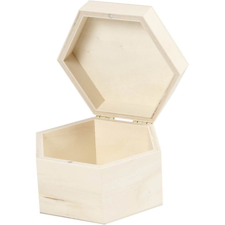 CC Houten Doos Hexagon 12x7 cm