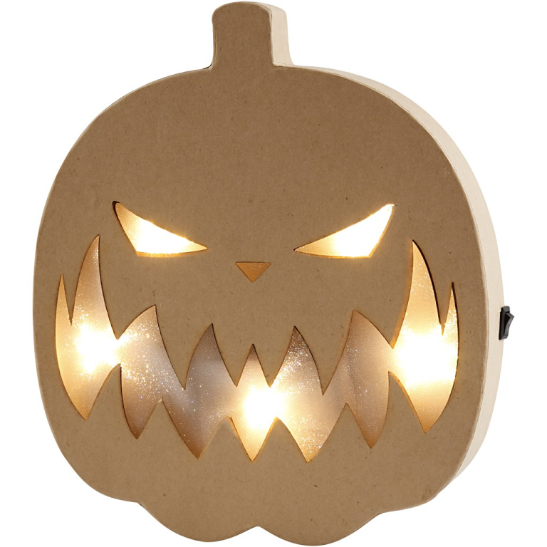 CC Paper Mâché Pumpkin Light Spooky 22x25 cm
