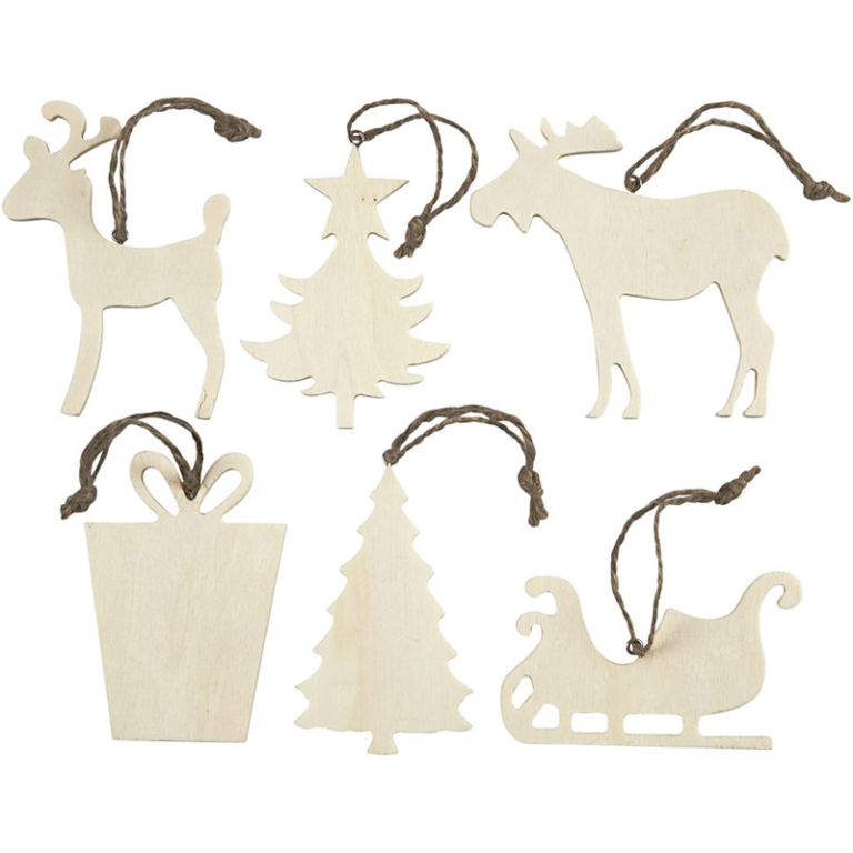CC Hölzerne Weihnachtsornamente 6 Stück