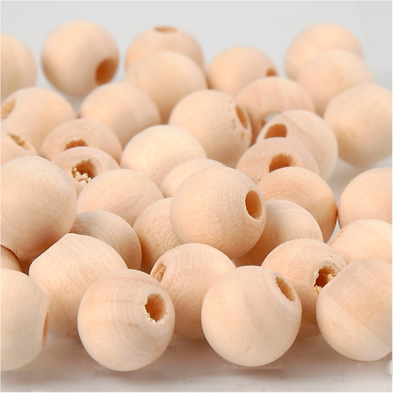 CC Wooden Beads 10 mm Natural 40 pieces