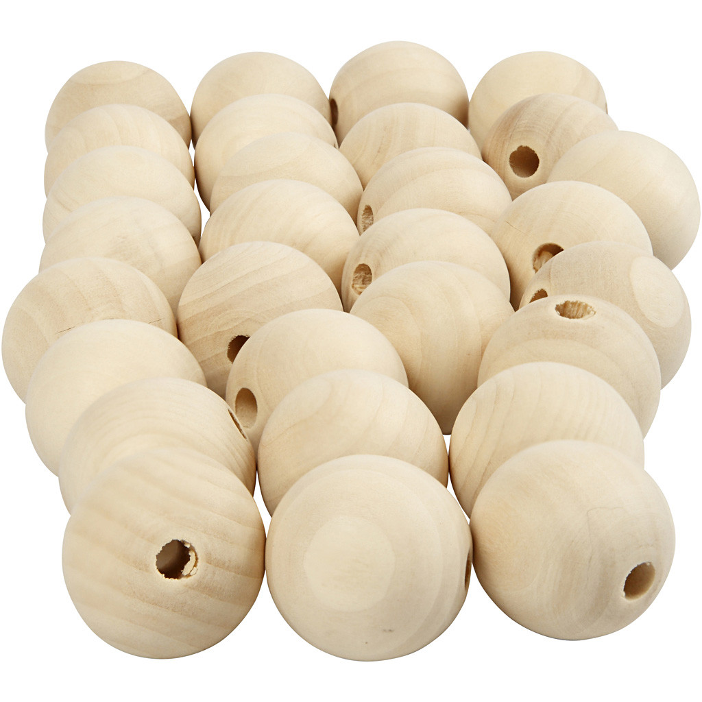 CC Wooden Beads 25 mm Natural 100 pieces