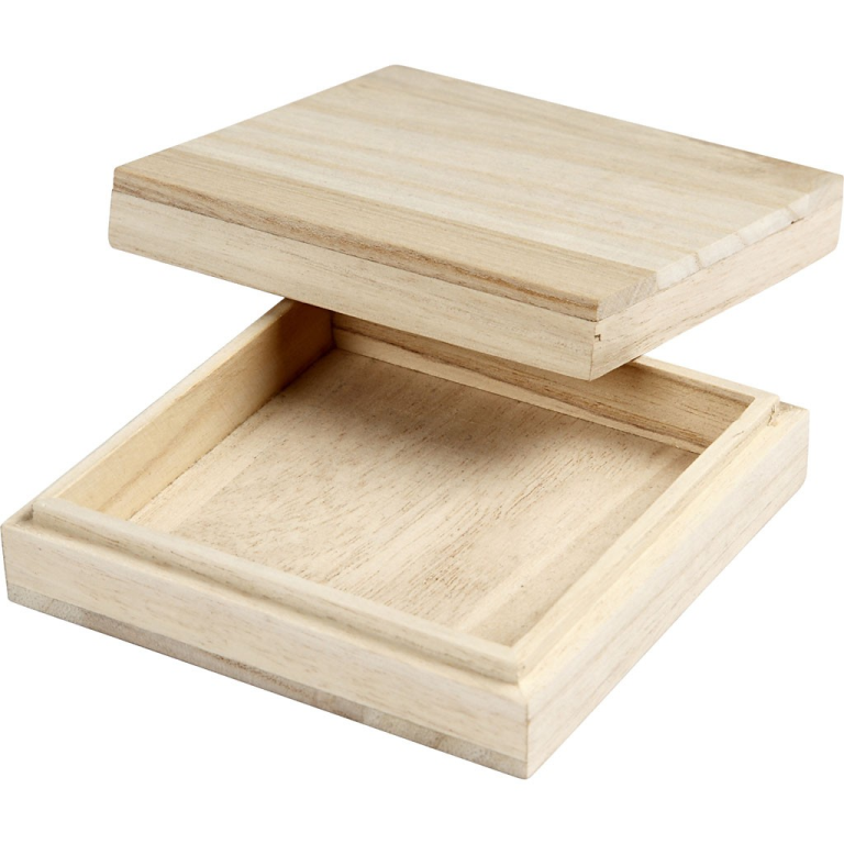 CC Houten Doos Vierkant 10x10x3 cm